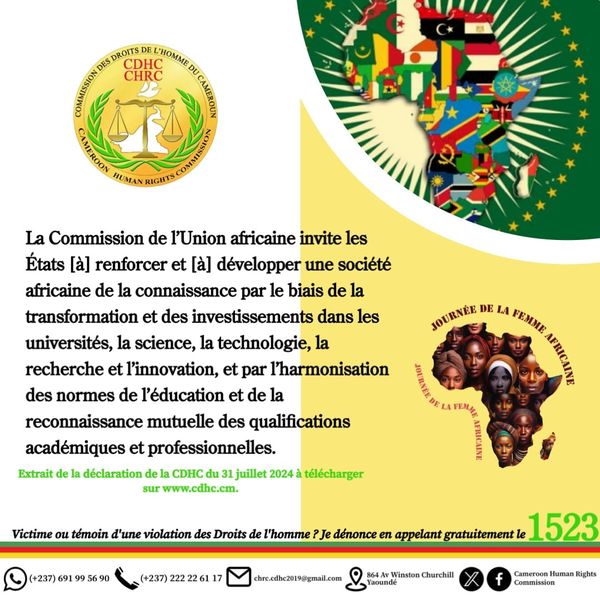 Cameroun : la Commission des Droits de l’Homme insiste sur l’appropriation du protocole de Maputo par la femme et la jeune fille